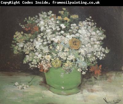 Vincent Van Gogh Vase with Zinnias and Other Flowers (nn04)